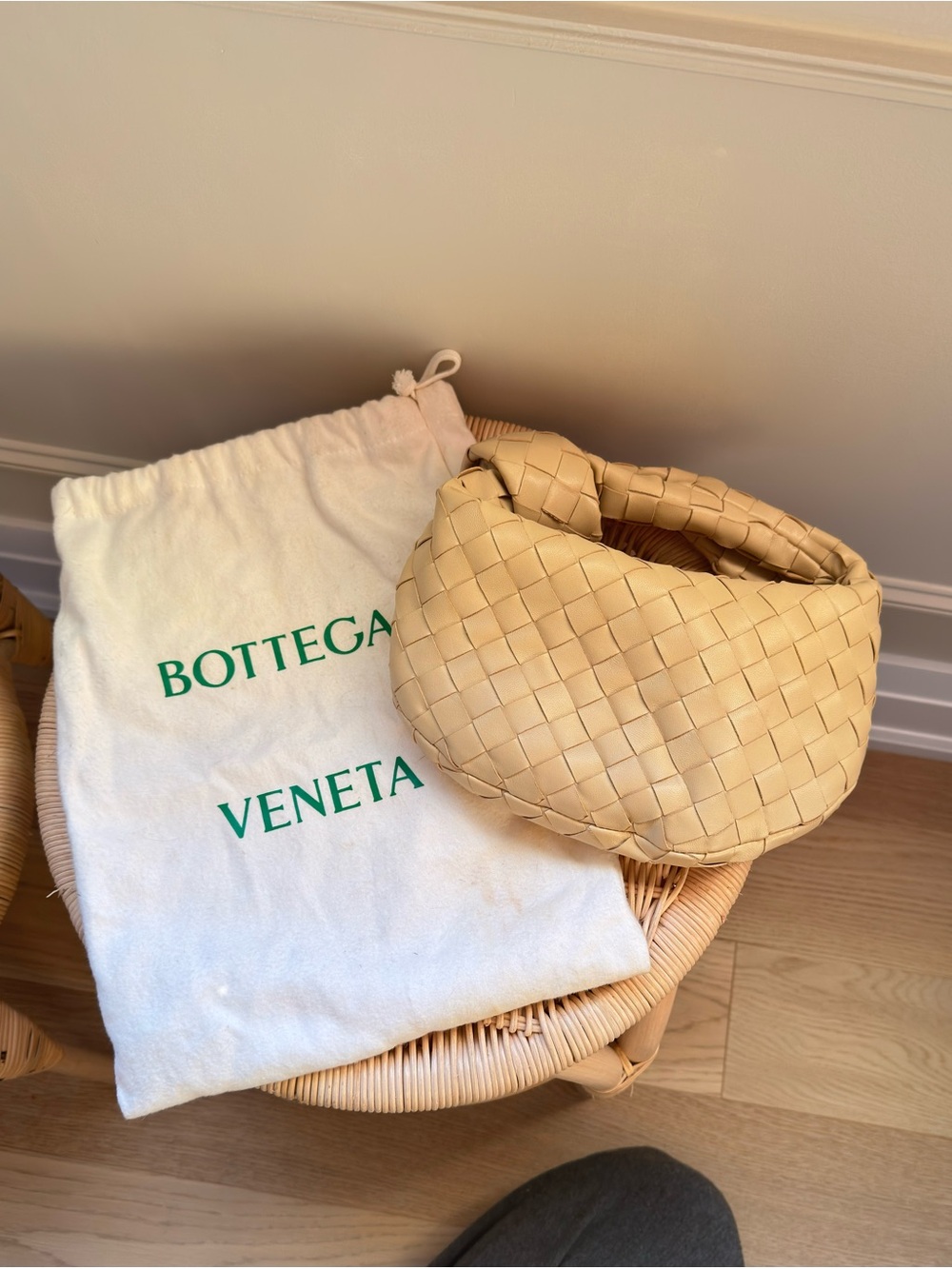 Bottega Veneta Beige Intrecciato Mini Shoulder Pouch